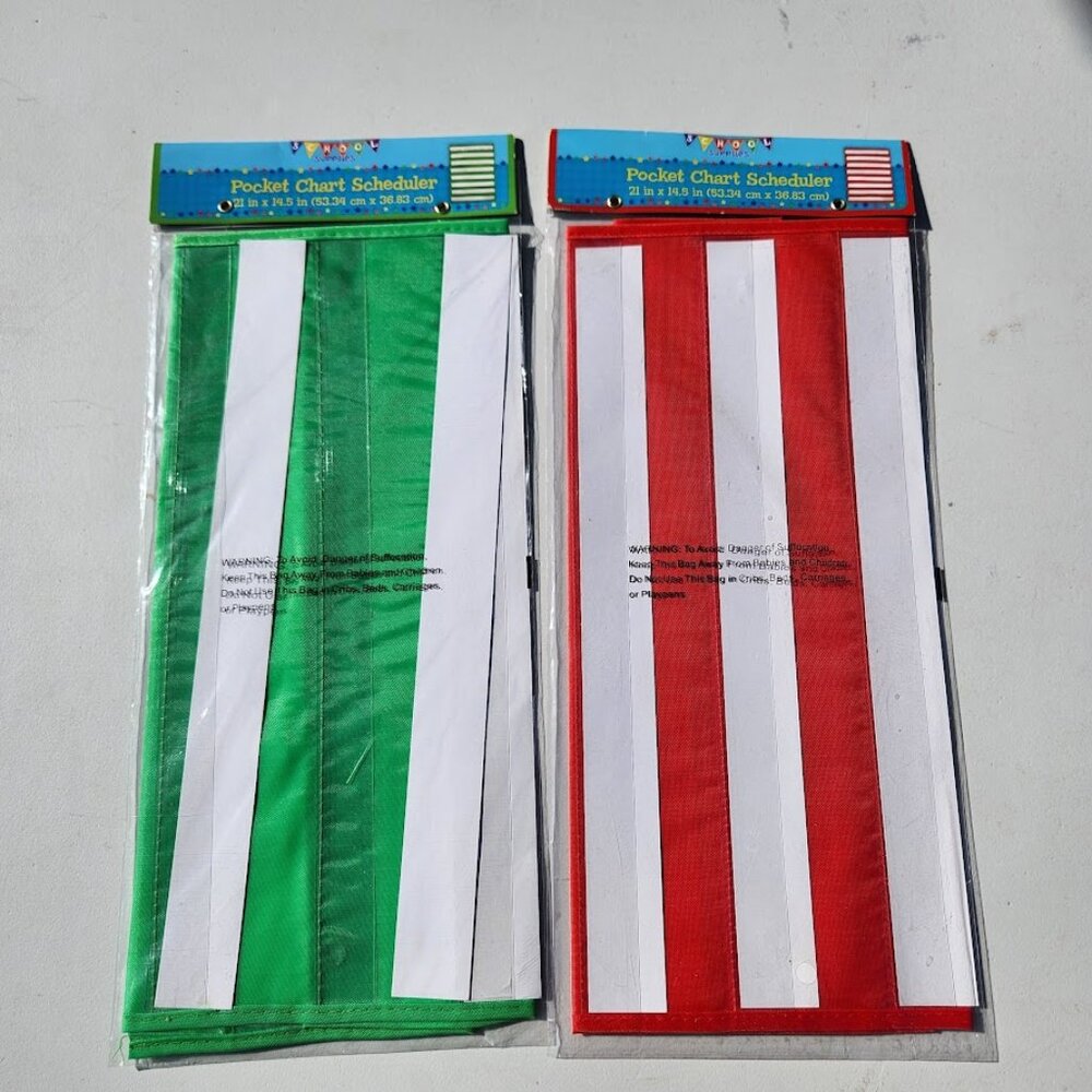 2X Pocket Chart Scheduler Classroom School Supplies Bundle Homeschool Organizer